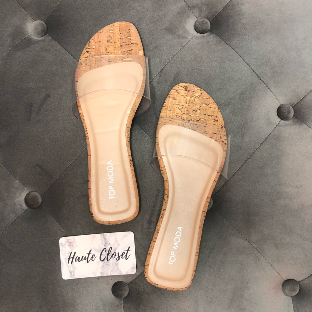 Summer Cork Clear Slip On Sandals - Picture 2 of 3